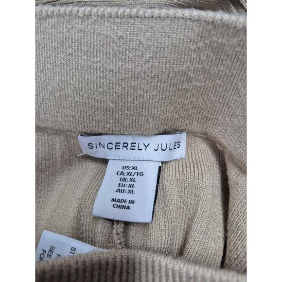 Sincerely Jules Rayon Blend Wide Legged Ribbed Sweater Pants Camel color Sz XL - Picture 4 of 5
